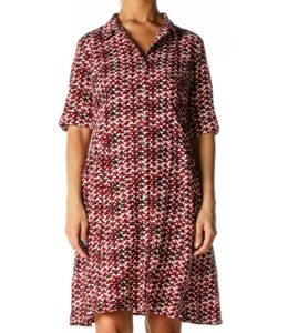 J. Jill Geometric Print A Line Flowy Casual Dress Pockets 100% Rayon 16 Petites